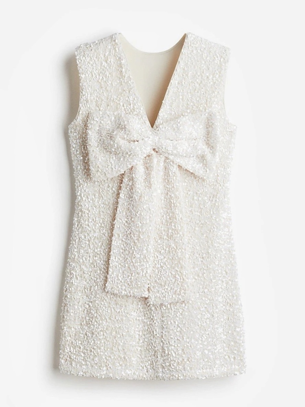 H&M Sequin Bow Mini Dress in White XXL NWT